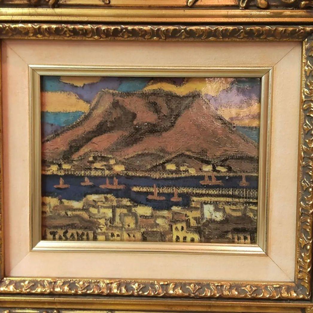 (72*Z320)*絵画 陶板 陶磁器 磁彩画 桜島 広助 油絵