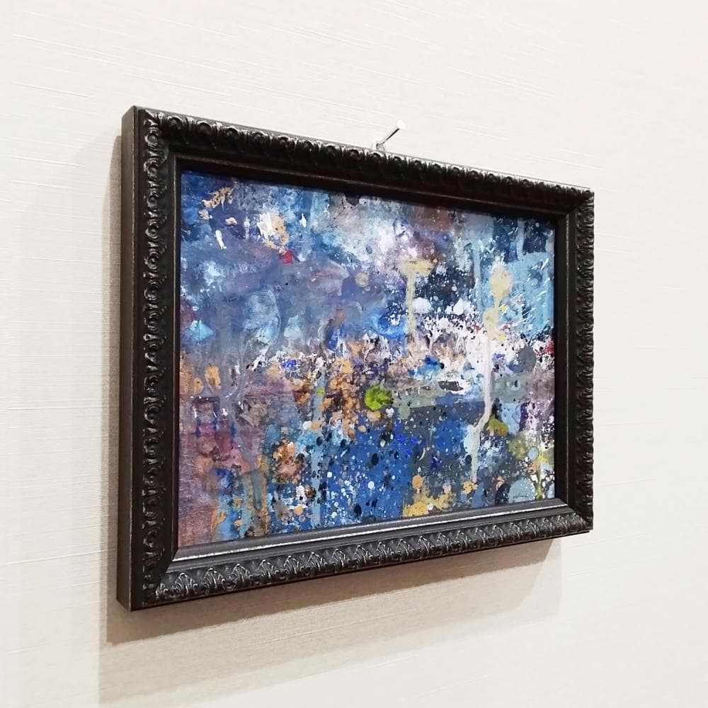 内野隆文　スターリーナイト　絵画　段ボールにアクリル　現代アート　抽象画　額縁