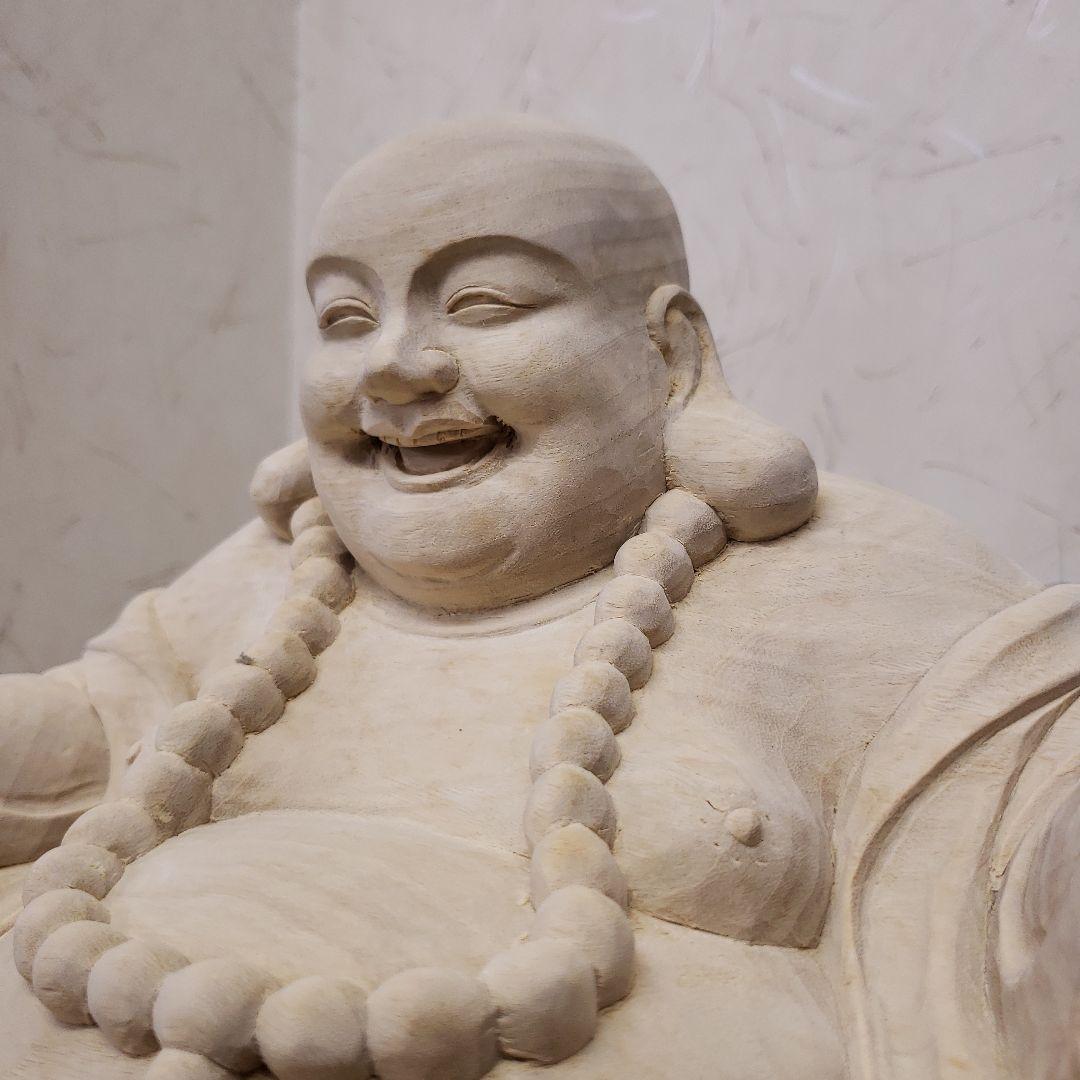 Ｂフライデー　縁起物 七福神楠材１木造り 特上彫り布袋座像★福徳円満 ほていさん
