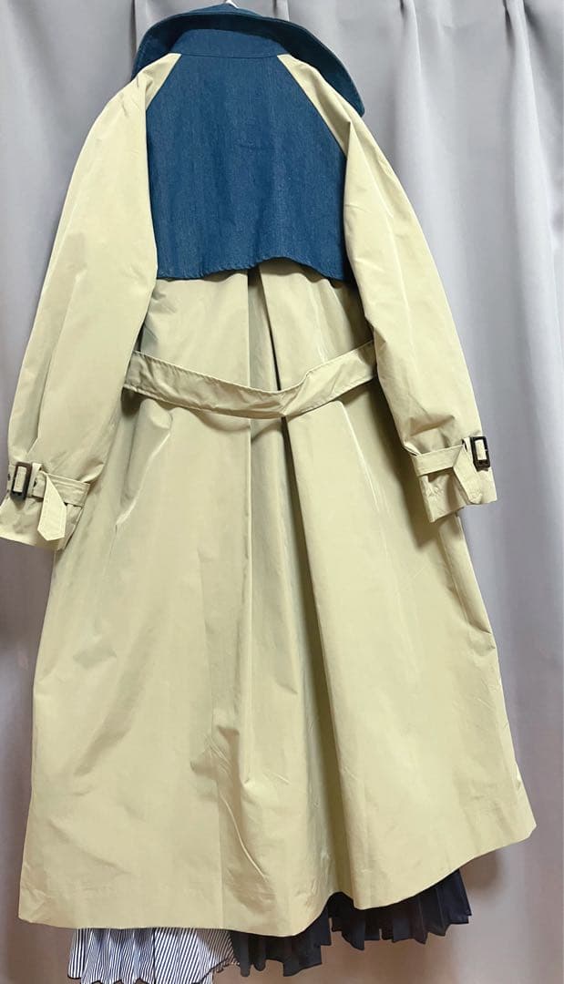 Thevon 異素材デニムリメイクデザインチェスターコート ゆったり トレンチ