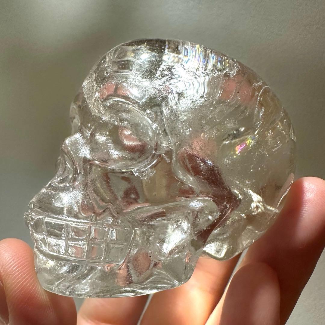 スカル　クリスタル　虹　クリアクォーツ　アイリス　水晶　163.6g 天然石