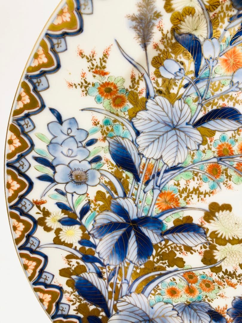 18時迄限定割引 明治香蘭社 有田焼 オールド 香蘭社 染錦上絵金彩秋草文8寸皿