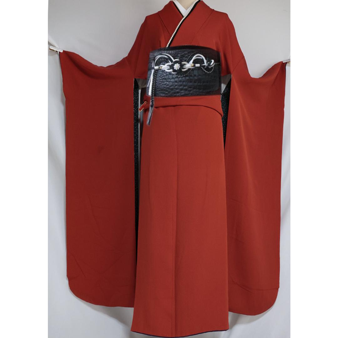 難あり 作家物 振袖単品■164.5cm成人式■前撮り正絹人気朱赤色無地NR21