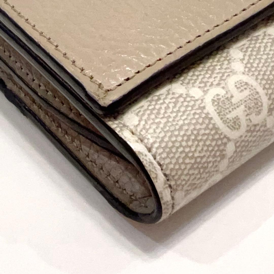 グッチ 折り財布 マーモント GG柄 スプリーム レザー ゴールド金具 ベージュ