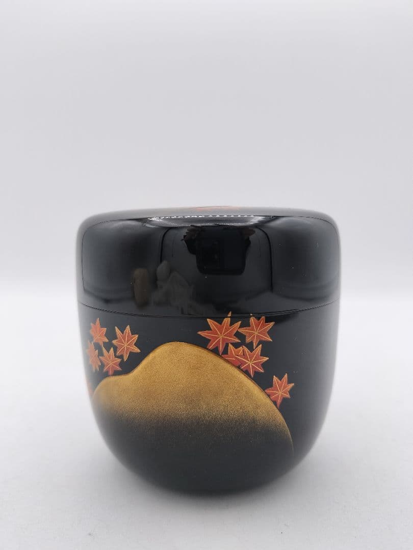 c685 棗 紅葉山蒔絵 堂畑勝峰 木箱 茶道具 古物