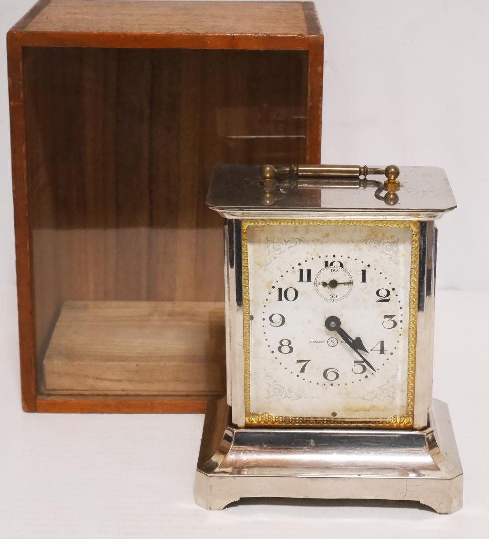 アンティーク★精工舎　オルゴール付　ゼンマイ式　置時計　木ケース付◆中古