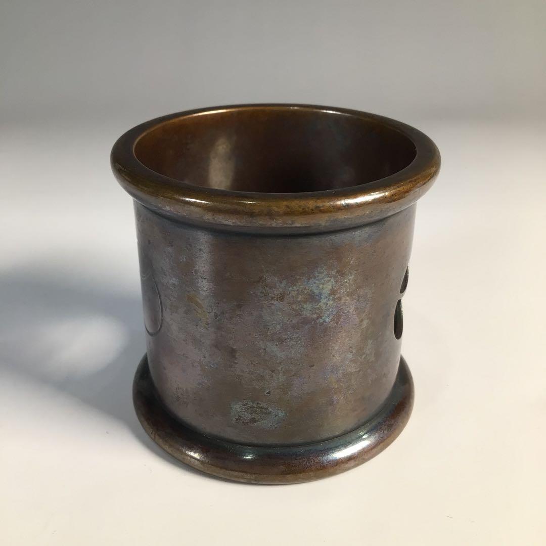 Ｍ３３８　蓋置　『銅製』『釜師　名越弥五郎(昌次)造』『吹貫蓋置』　共箱　茶道具