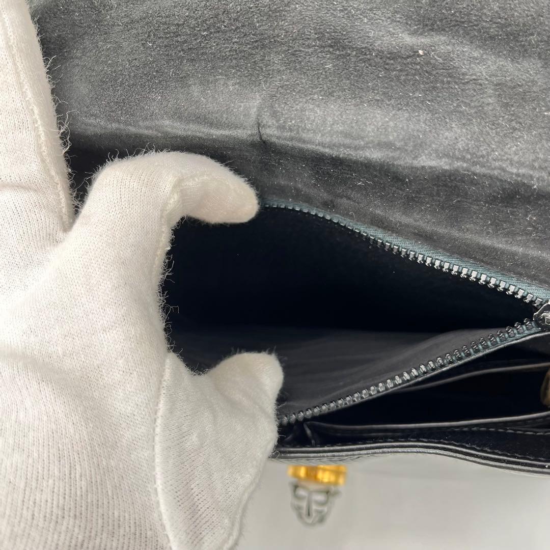 GUCCI ワンショルダーバッグ 肩掛け ゴールド金具 タイガー エナメル 黒