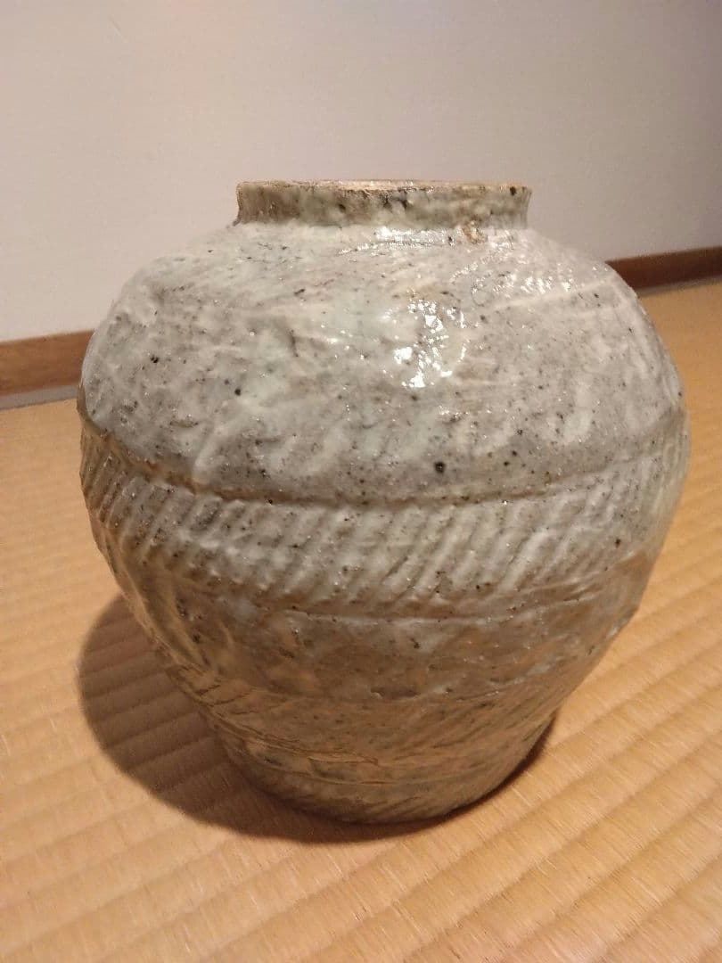 【共箱あり／未使用】茶道具 水指 灰釉 陶芸品 花器 ワインクーラー