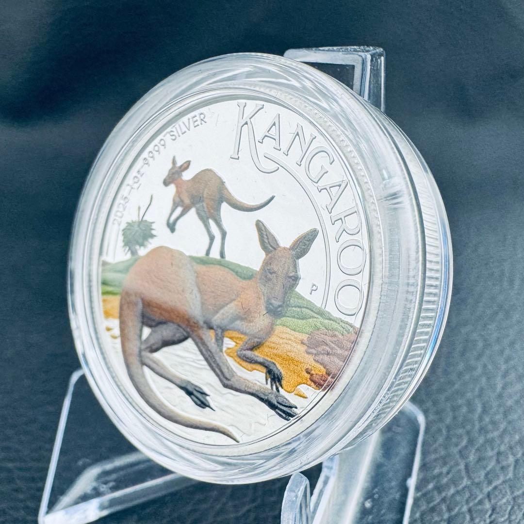 銀貨 ダブルカンガルー ハイリーフ 凹型 極厚銀貨 カラー プルーフ 純銀