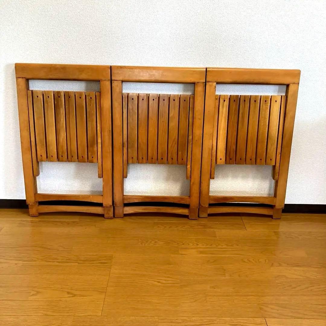 フォールディングチェア 折りたたみ椅子 木製 アンティーク４脚セット