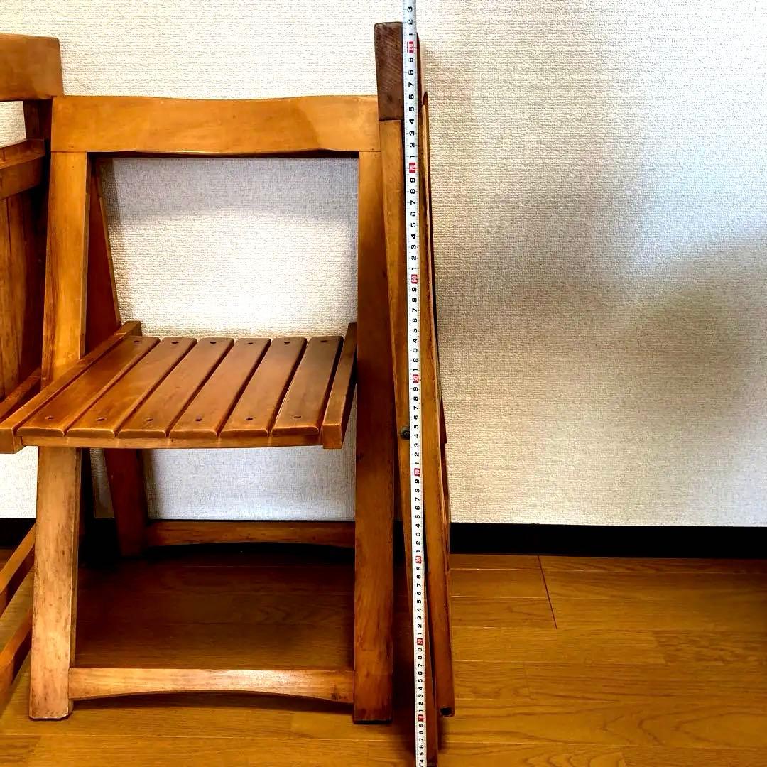 フォールディングチェア 折りたたみ椅子 木製 アンティーク４脚セット