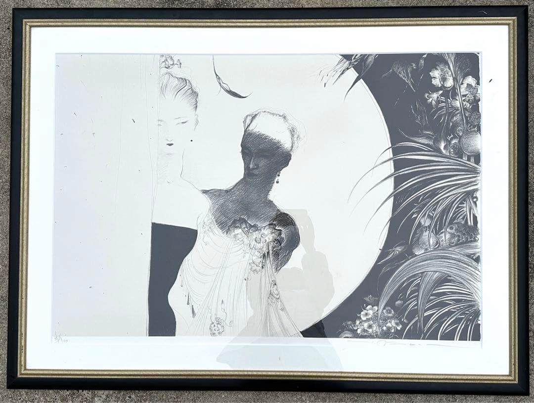 2190様感謝‼️幻想の絵師‼️天野喜孝「月夜」鉛筆直筆署名リトグラフ➕特大パンフ