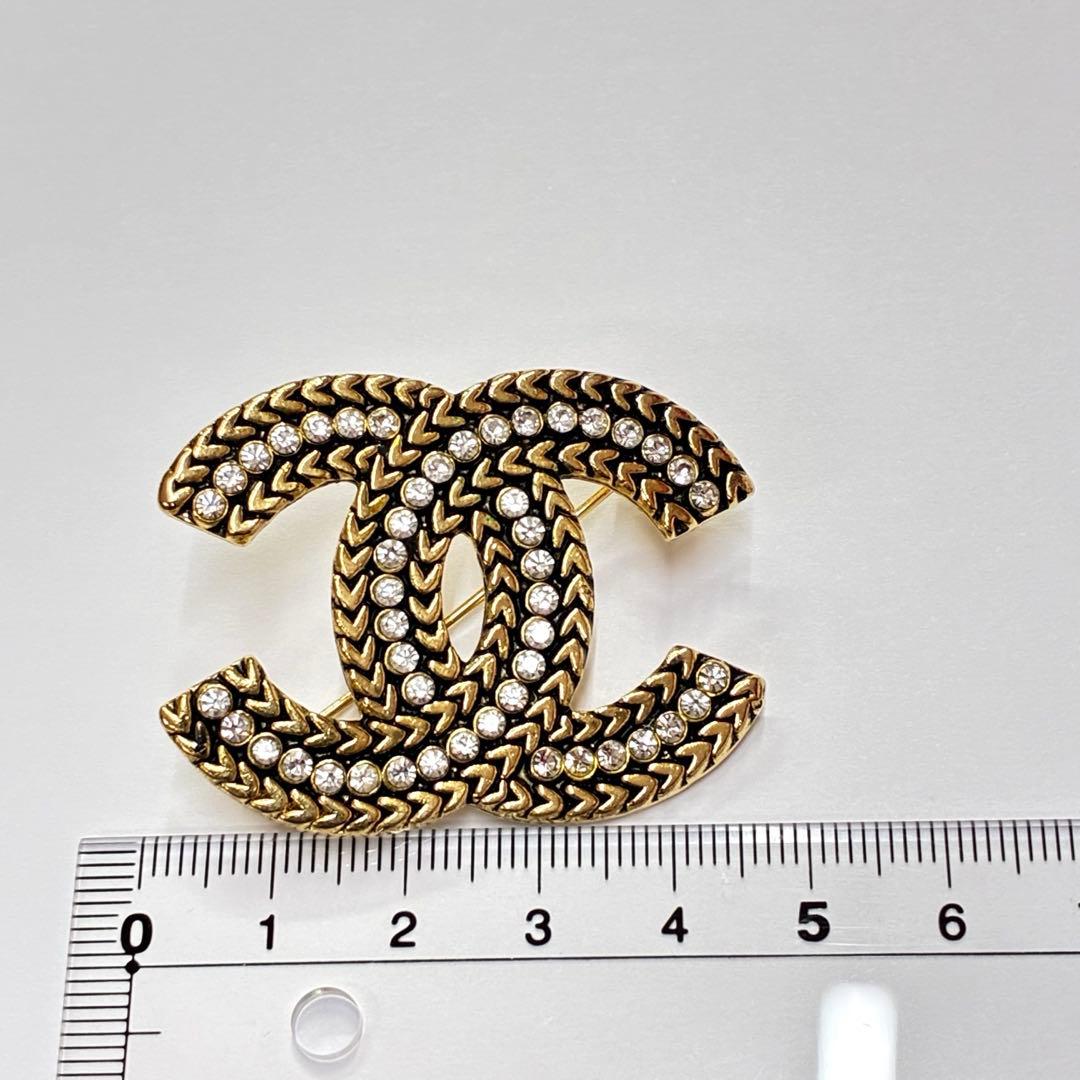 ∞CHANEL　シャネル　ココマーク　ラインストーン　ブローチ