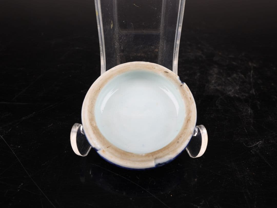 A554 【蓮型香炉】 青花 染付 時代物 香道具 箱付 傷有｛＃