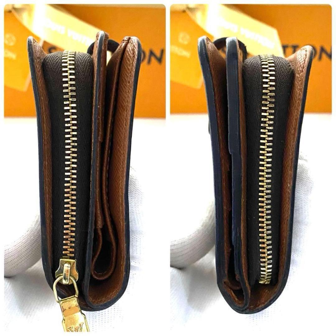 ルイ ヴィトン◎コンパクトジップ モノグラム ラウンドファスナー 二つ折り 茶色