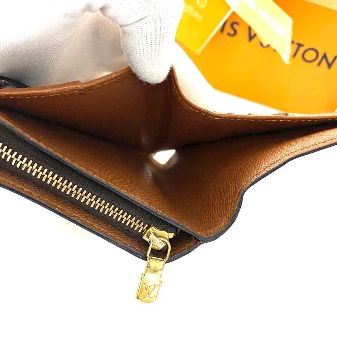 ルイ ヴィトン◎コンパクトジップ モノグラム ラウンドファスナー 二つ折り 茶色