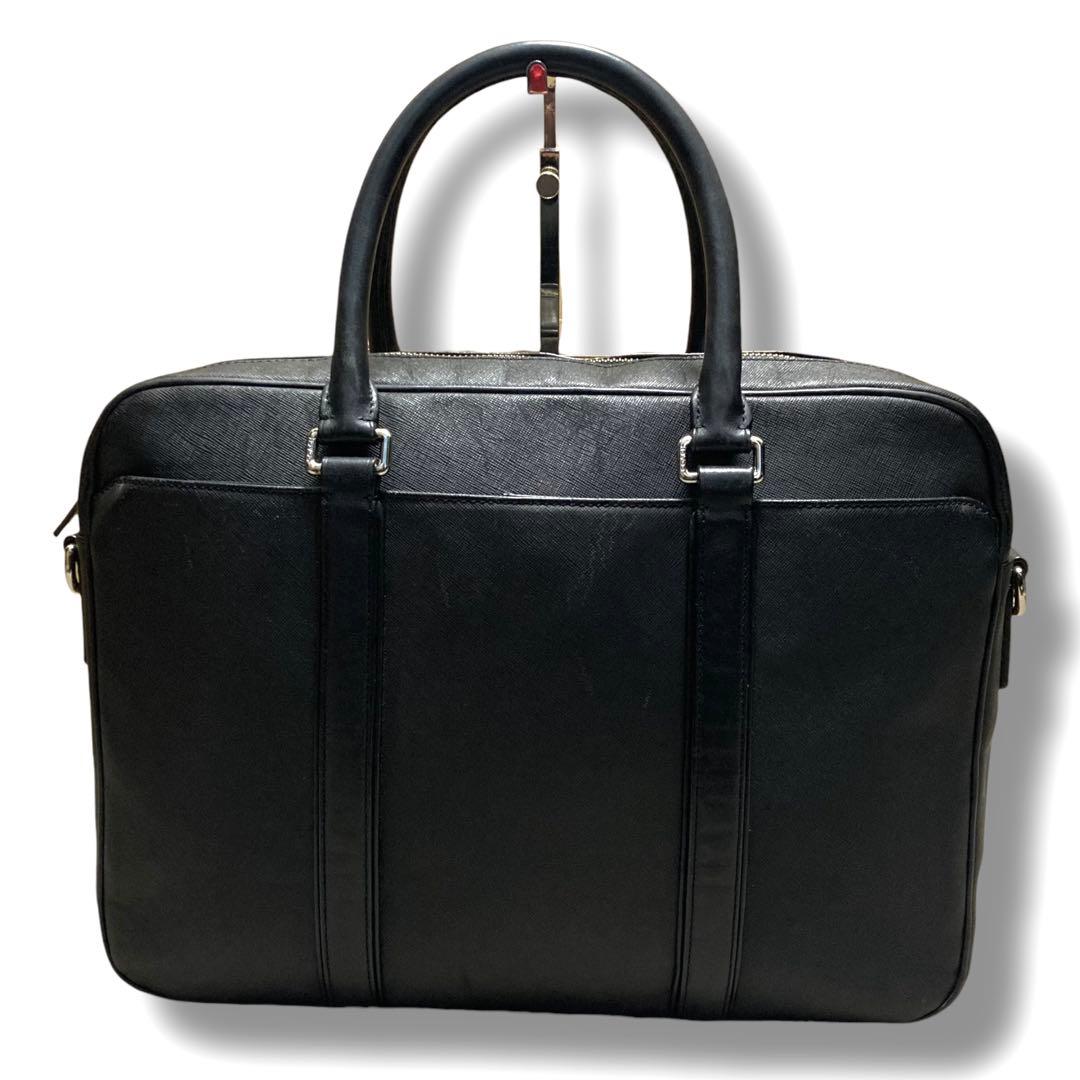 美品　コーチ　ビジネスバッグ　2way　A4収納可　レザー　ブラック