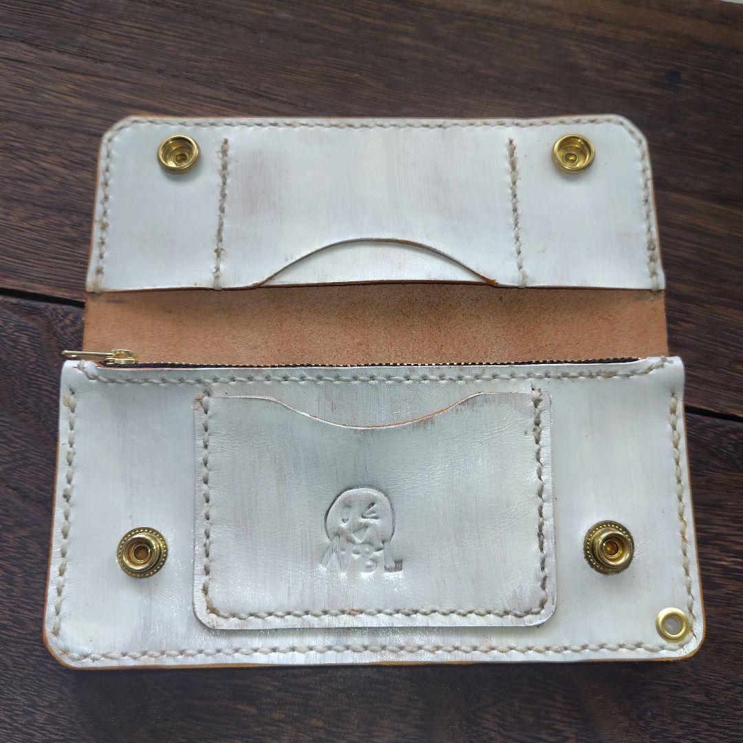 トラッカーウォレット 手染め 黒×白