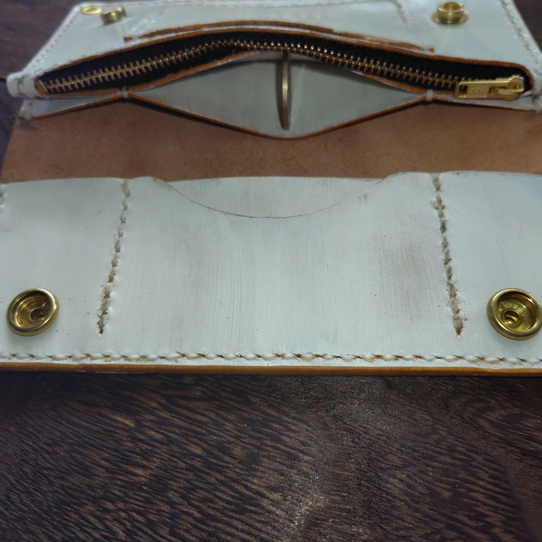 トラッカーウォレット 手染め 黒×白