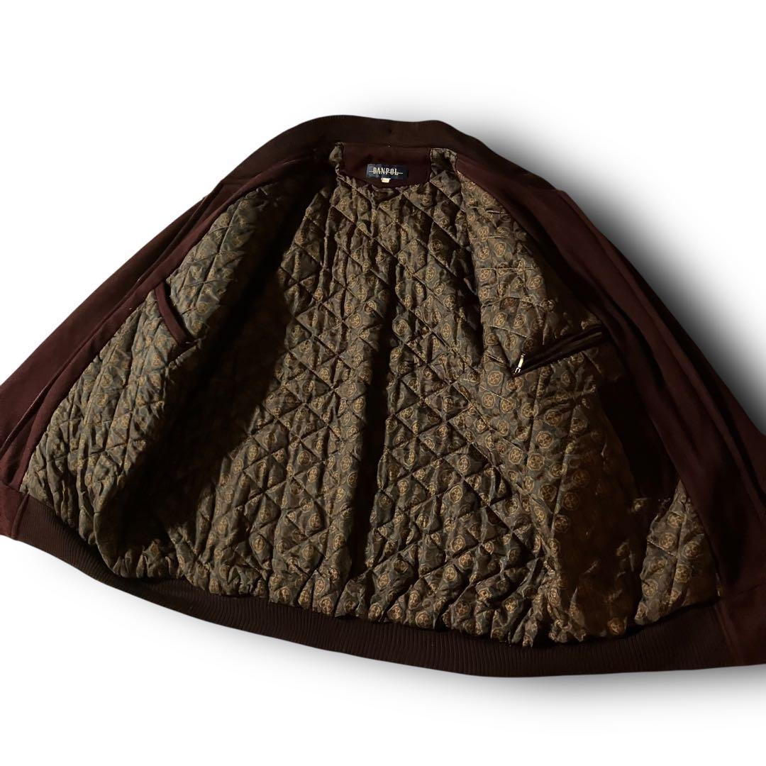 vintageウール調ボンバージャケット裏地ペイズリー柄ブルゾン バーガンディL