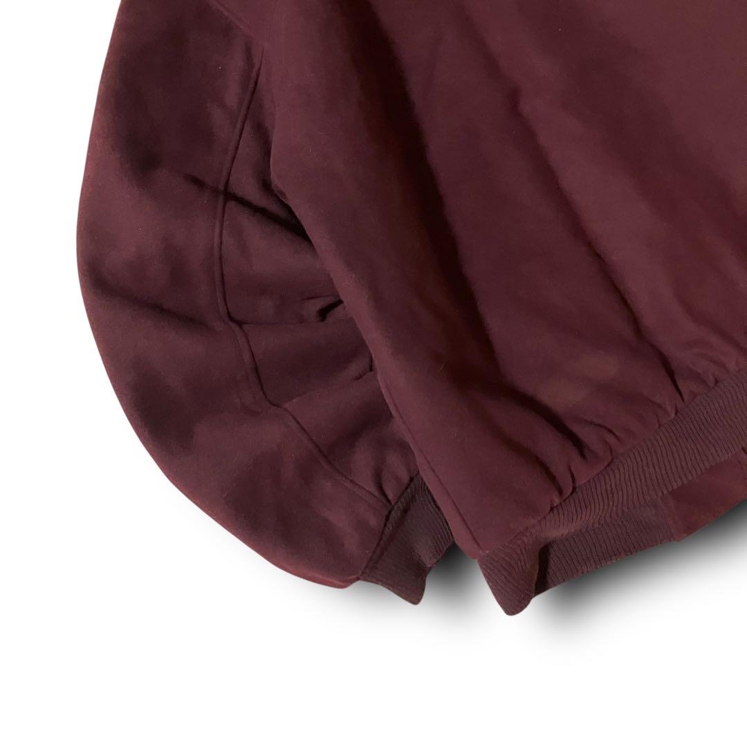 vintageウール調ボンバージャケット裏地ペイズリー柄ブルゾン バーガンディL