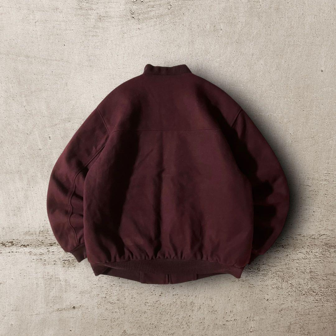 vintageウール調ボンバージャケット裏地ペイズリー柄ブルゾン バーガンディL