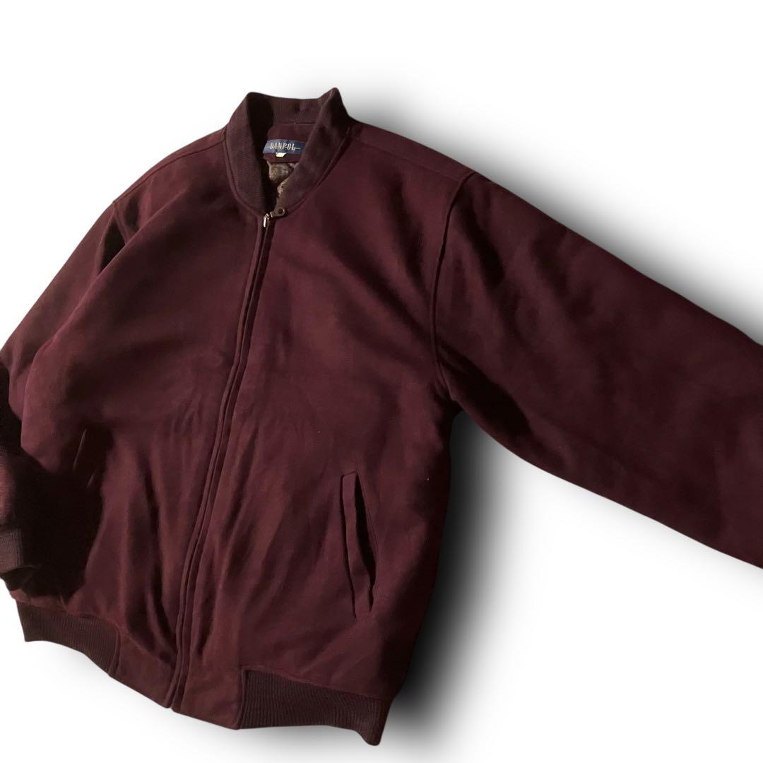 vintageウール調ボンバージャケット裏地ペイズリー柄ブルゾン バーガンディL