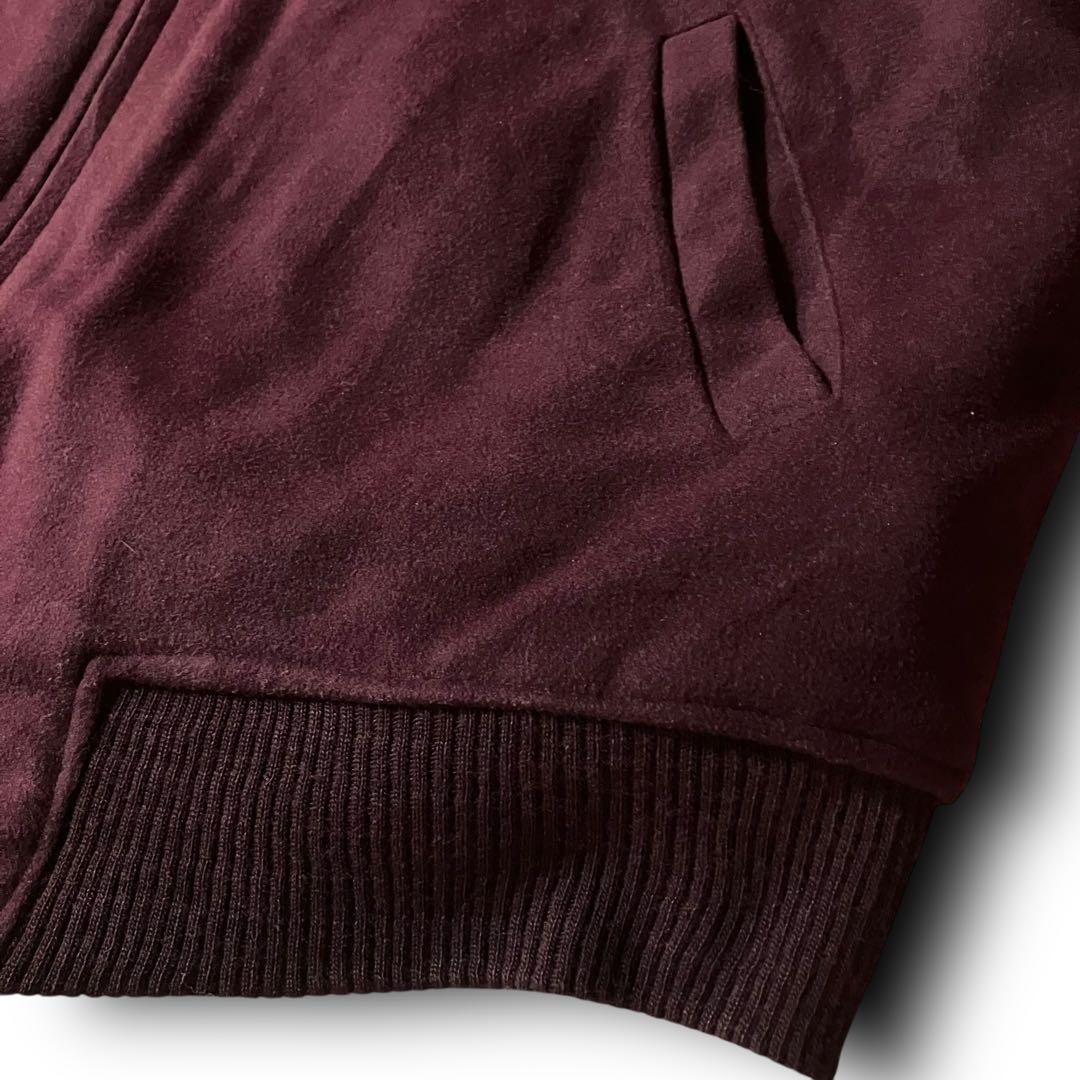 vintageウール調ボンバージャケット裏地ペイズリー柄ブルゾン バーガンディL