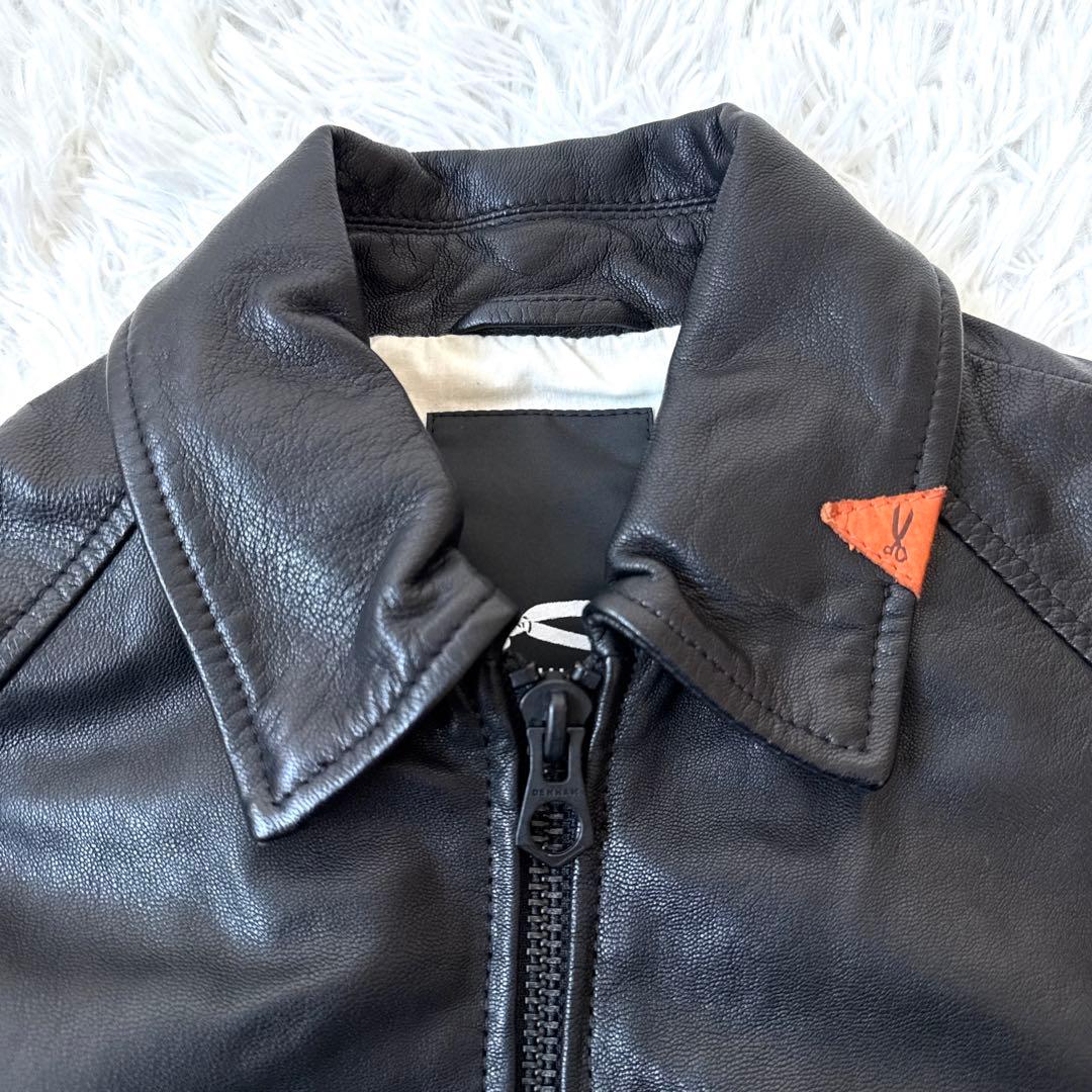 【入手困難✨】デンハム 裏地スカル レザージャケット ヤギ革 シングル S 美品