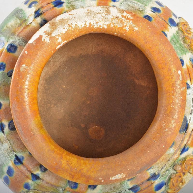 中国　唐三彩　貼花文　壷　C　R6653