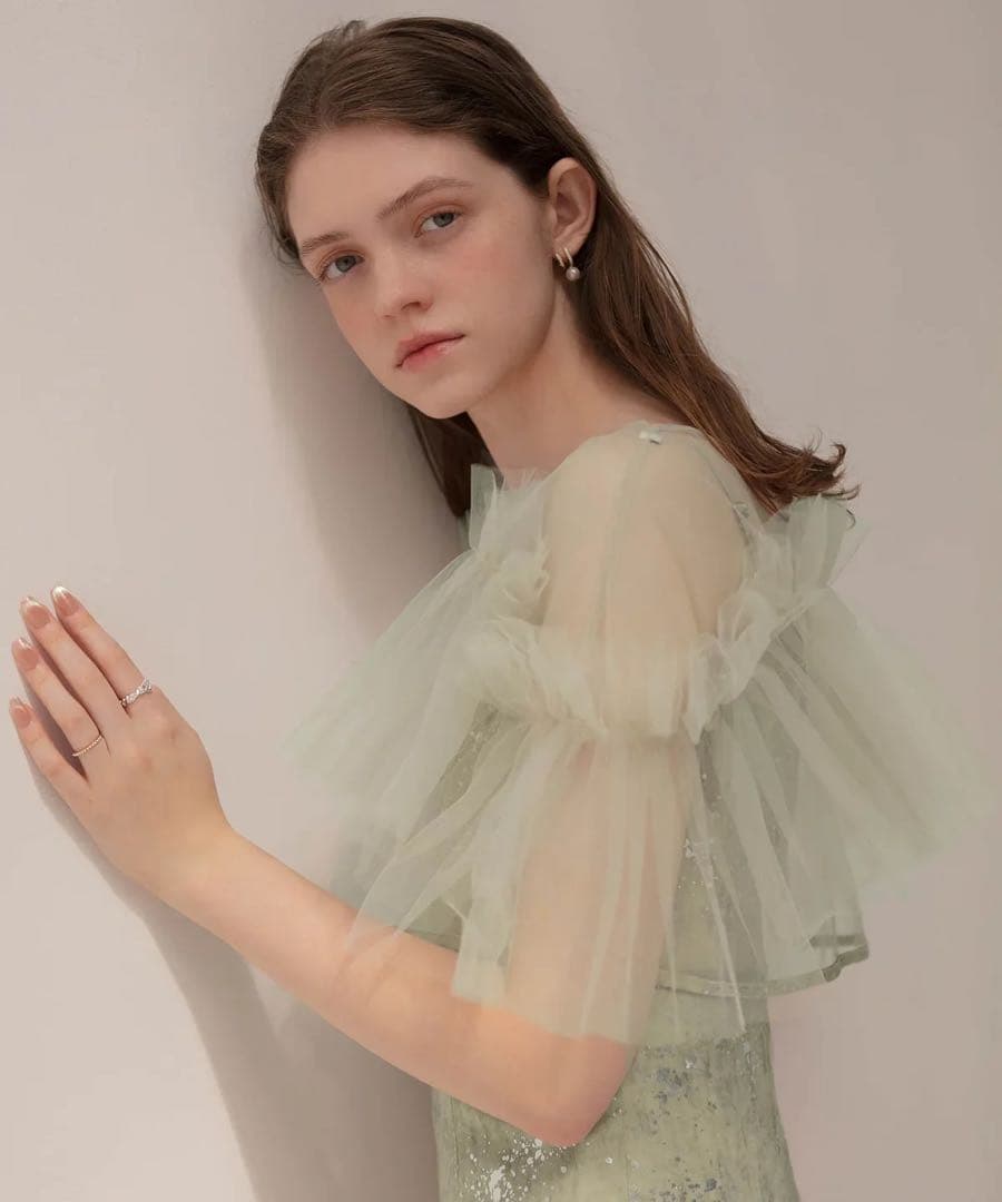 【極美品】Leja チュールフリルボレロペイントマーメイドワンピースドレス