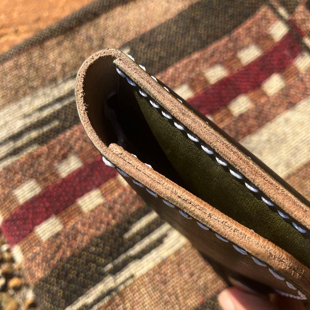 手巻きタバコポーチ　シャグポーチ　本革　手染め　手縫い