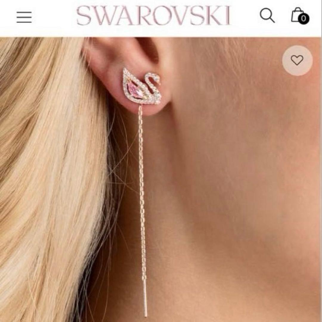 スワロフスキー 2way スワン ドロップDazzling ピンク ロング