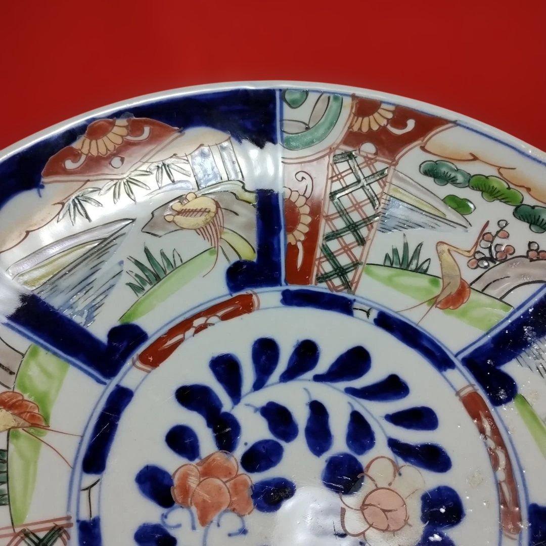 有田焼 。37ｃｍの和風模様の色絵大皿