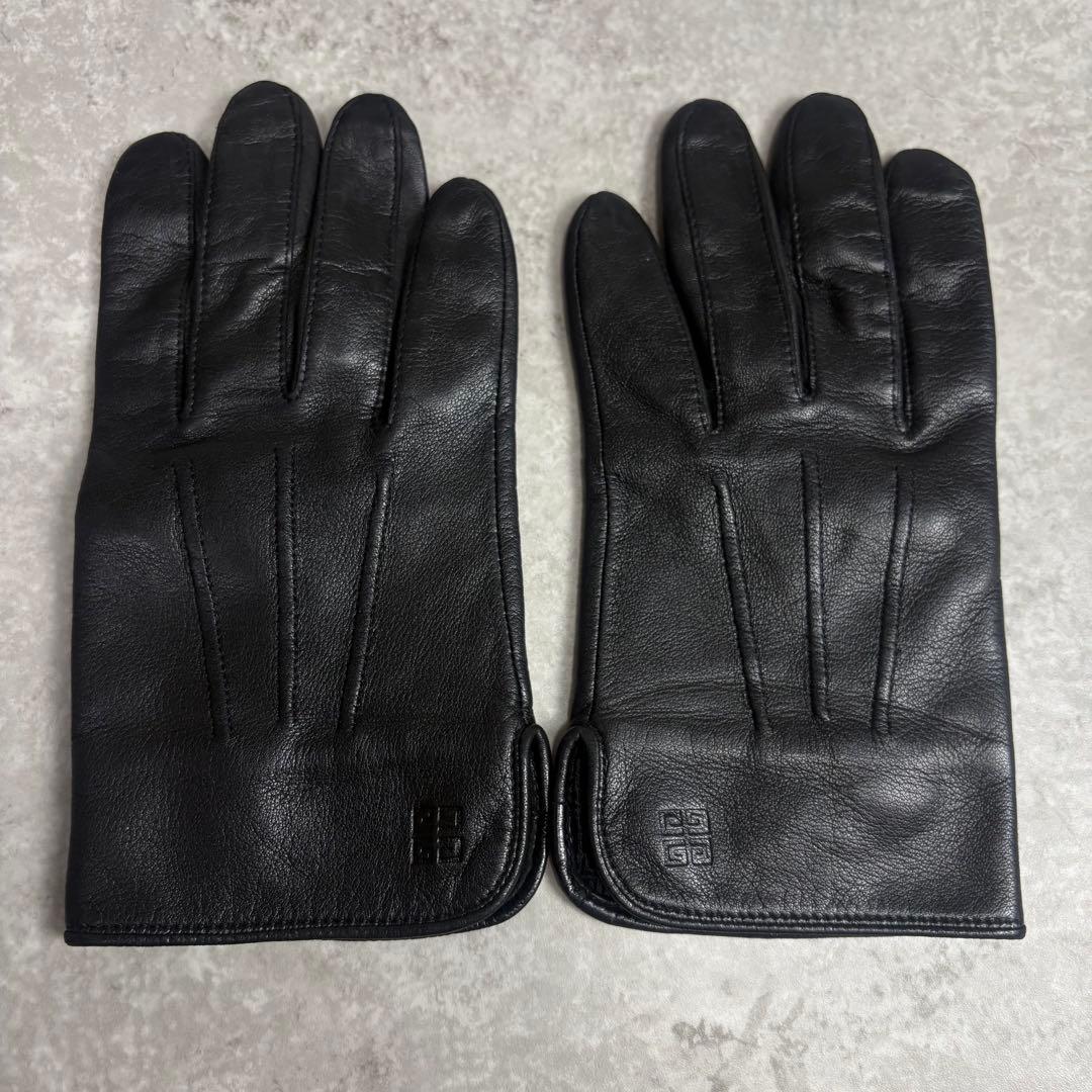 ジバンシー　GIVENCHY レザー　グローブ　手袋　型押　ロゴ　ブラック　本革