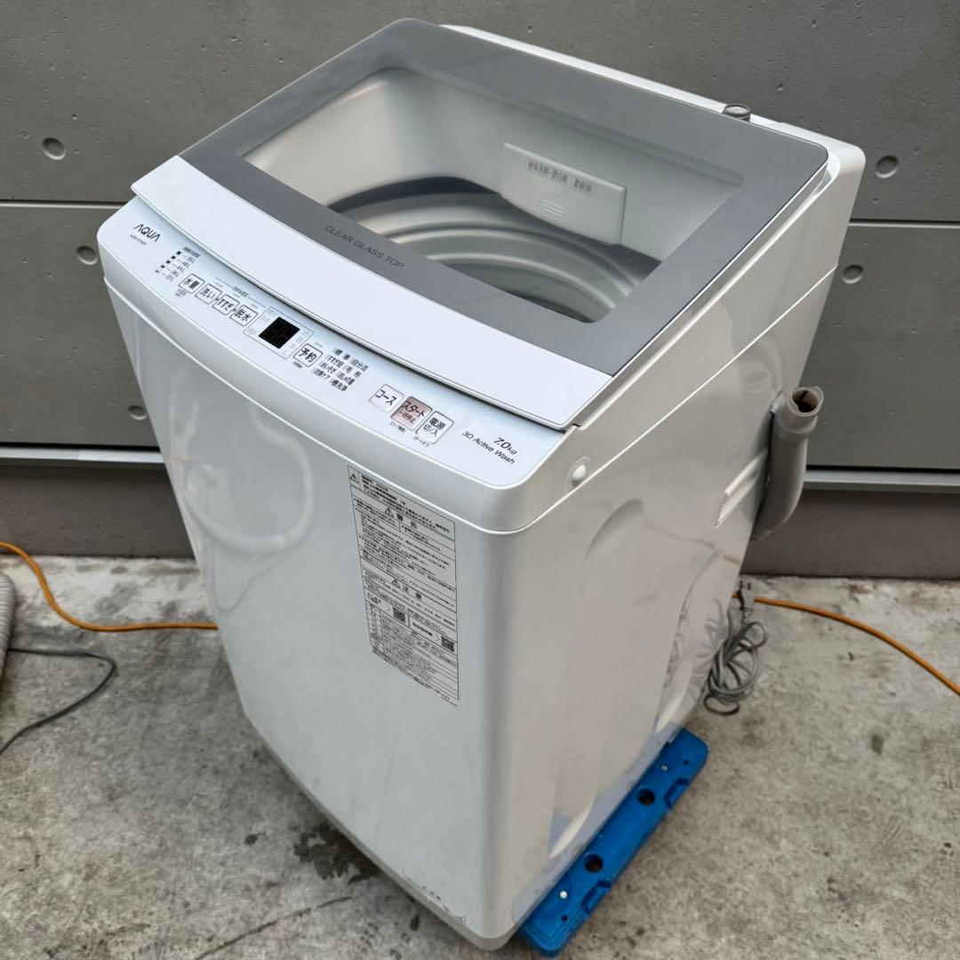 87⭐️2022年製美品★アクア　洗濯機　7KG 大型　ガラストップ