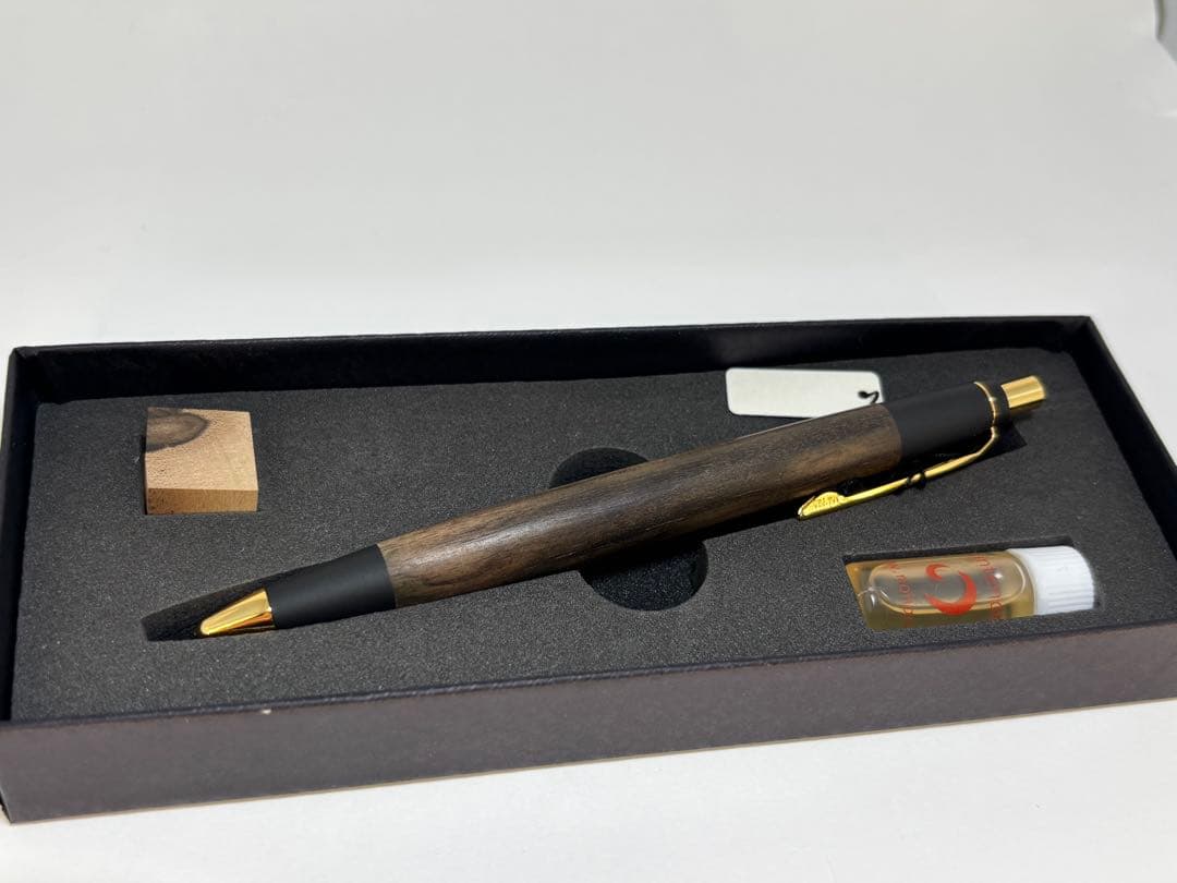 新品未使用 野原工芸 黒柿 シャーペン　金クリップ