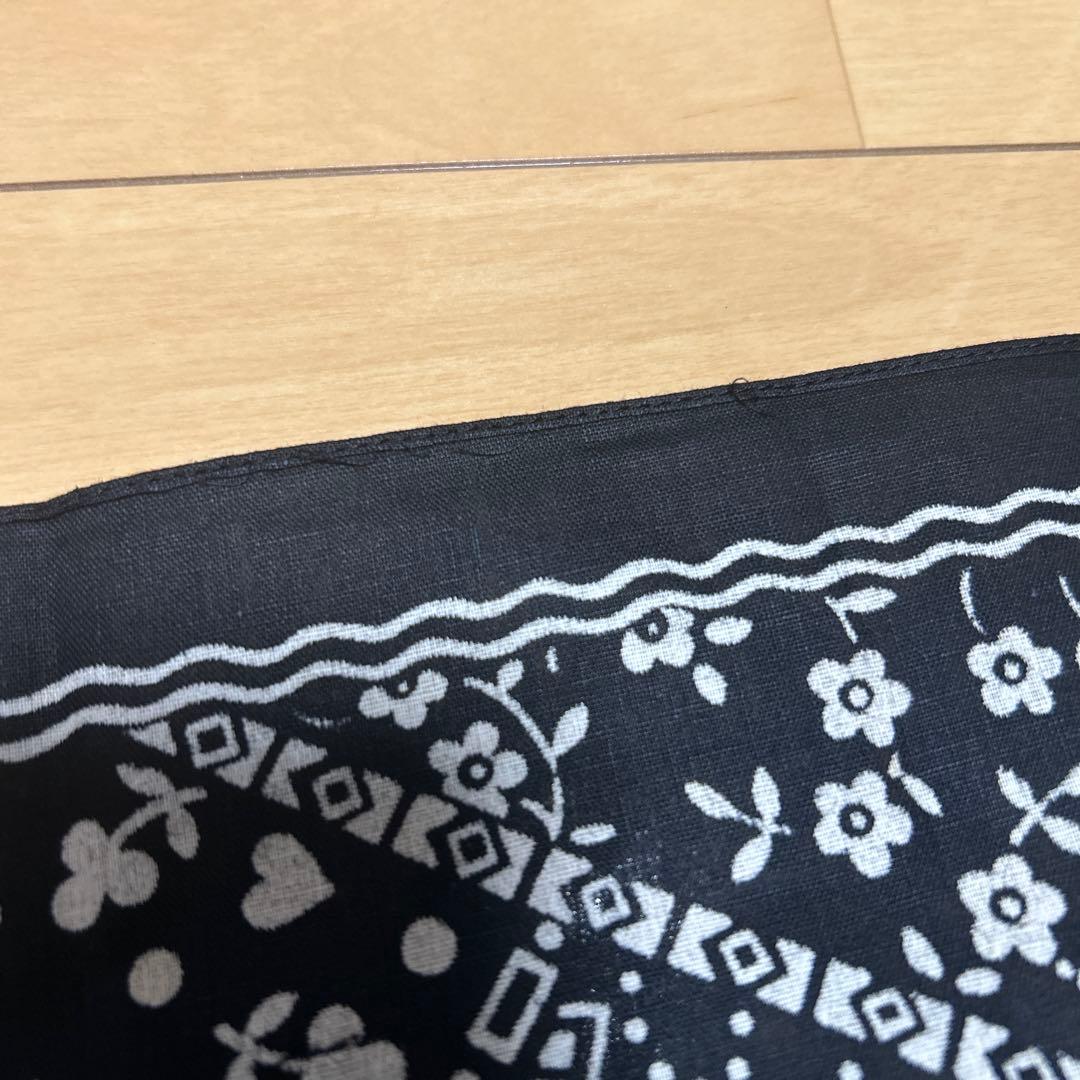 60's バンダナ クッキー柄　ブラック！デッドストック！