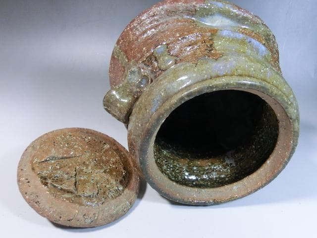 水指■信楽写 松坂萬古 芳隣作 耳付き お茶道具 時代物 骨董品 古美術■