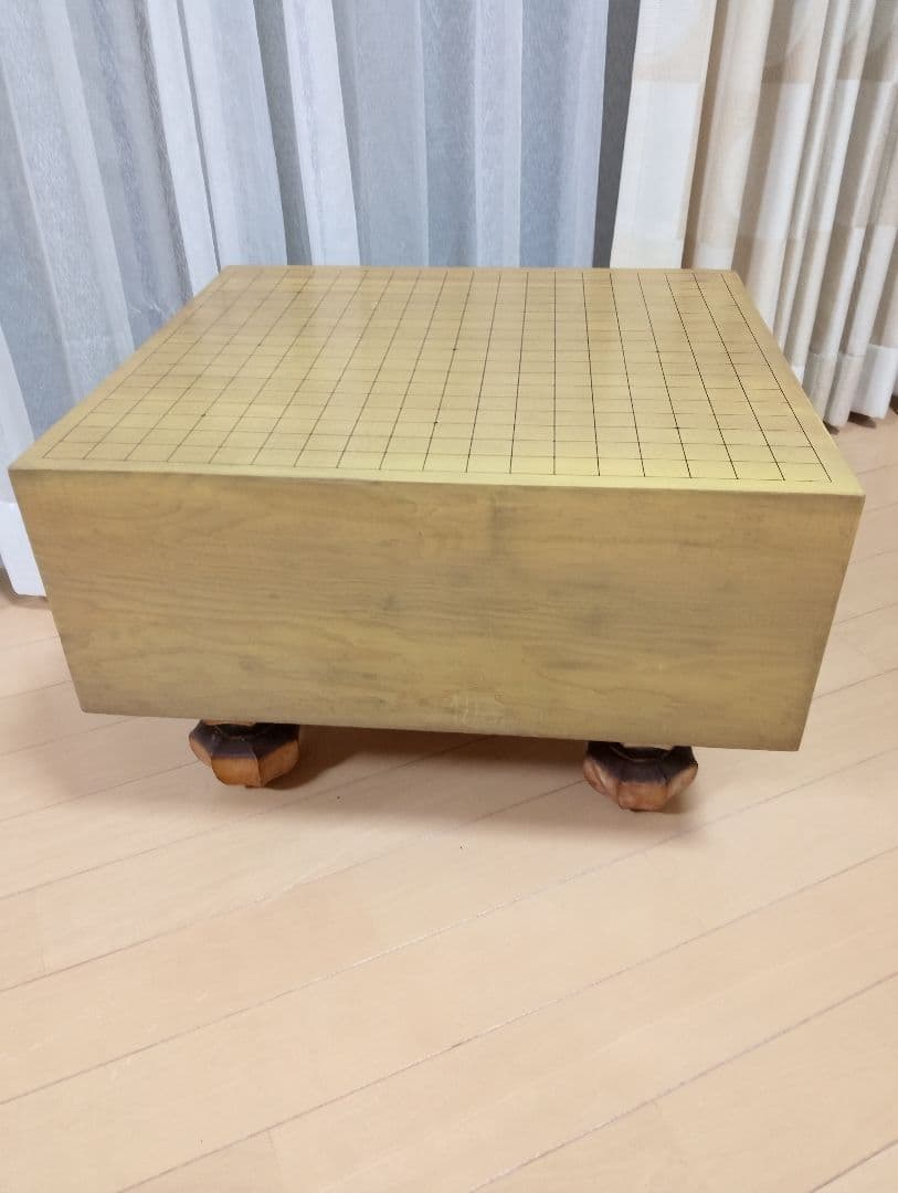 新かや　天然木　囲碁盤　脚付き　へそ付き