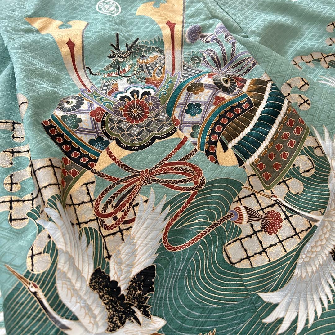 腰紐不要！5歳用羽織袴セット　緑　乙葉　日本製