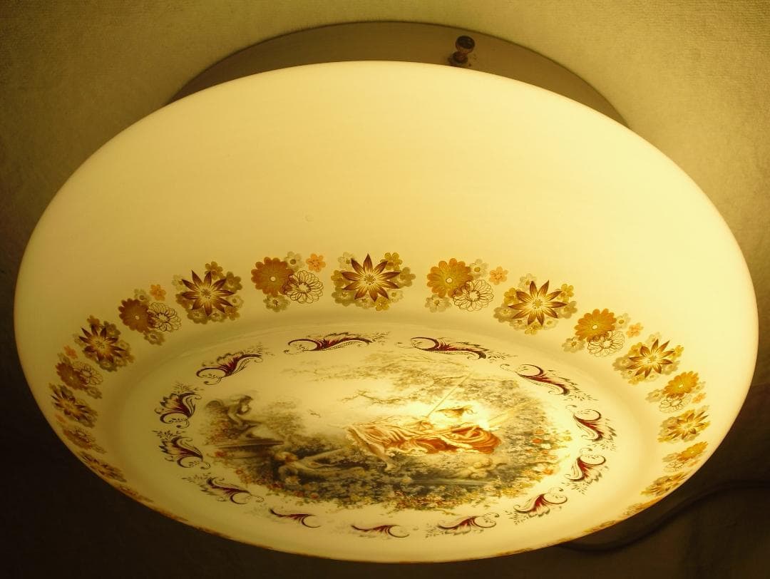 フランスアンティーク☆天井照明器具☆名画 フラゴナール「ぶらんこ」直径36㎝