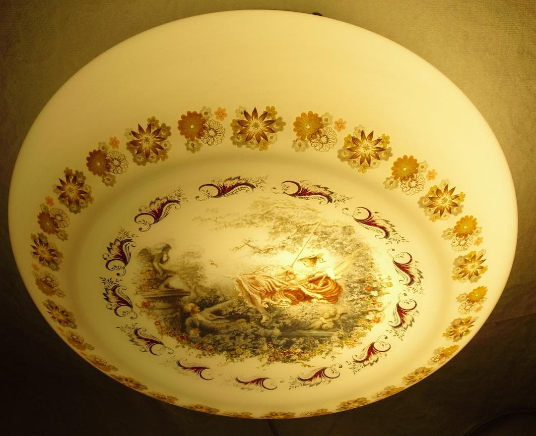 フランスアンティーク☆天井照明器具☆名画 フラゴナール「ぶらんこ」直径36㎝