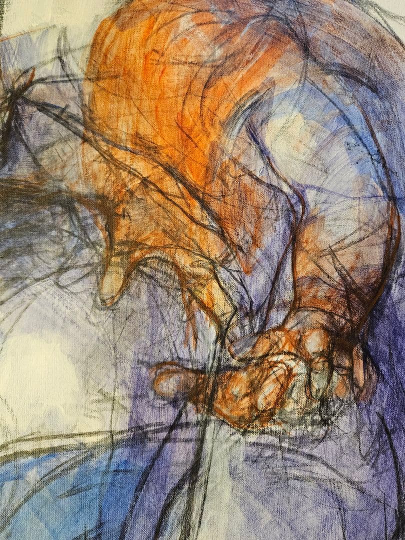 スイス画家ラルフ・アウグスブルガー、S50号の大迫力、躍動感溢れる抽象画の傑作。