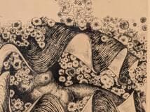 【真作】版画　宮下登喜雄　銅版画　裸婦と花々　モダンアート　Y162