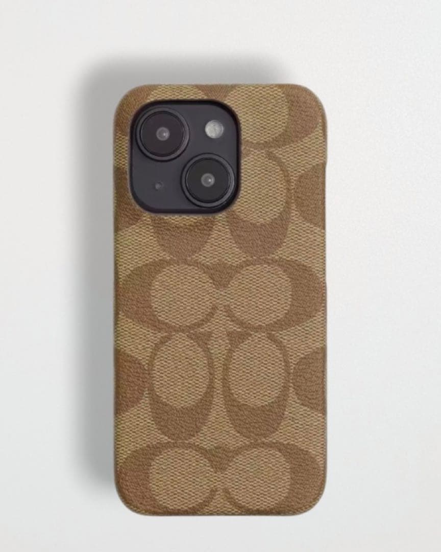 COACH コーチ　iPhone15Pro カバー　ケース　シグネチャー　カーキ