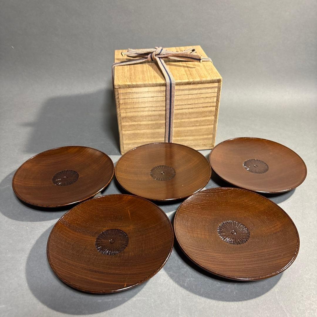 人間国宝　川北良造　銘々皿　５客　共箱