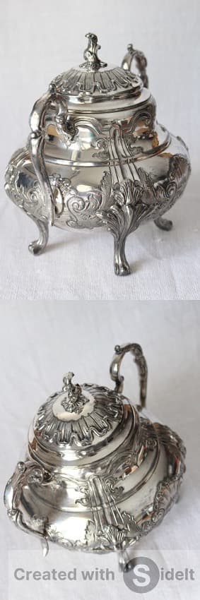 フランス アンティーク メタル銀メッキのシュガーポット シルバープレート