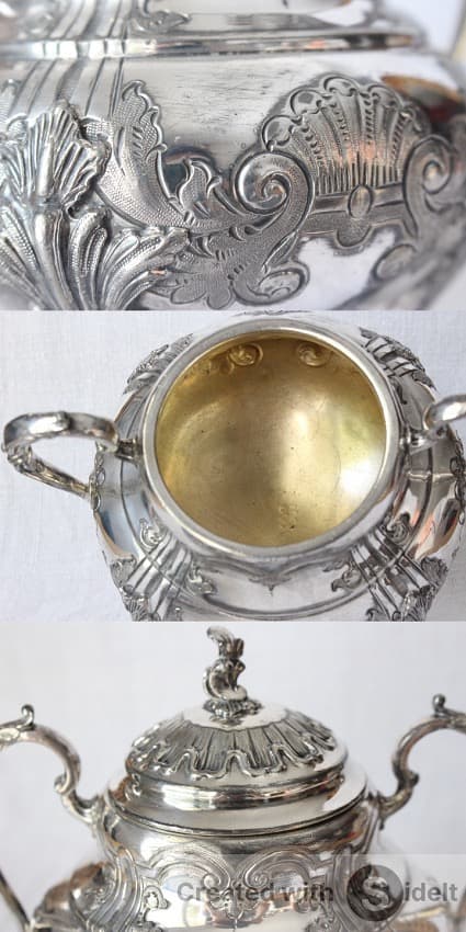 フランス アンティーク メタル銀メッキのシュガーポット シルバープレート